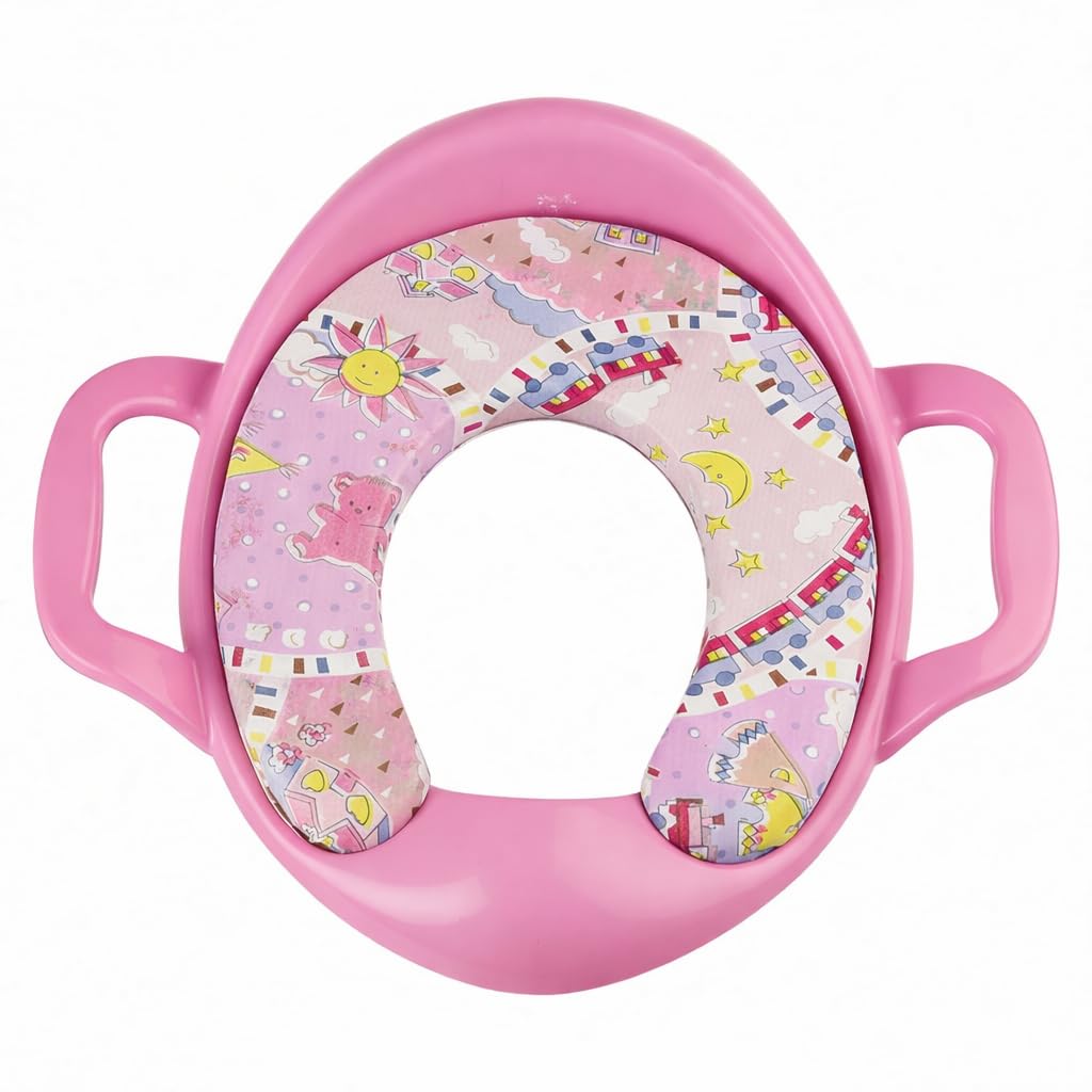 Mommers Kids Toilet Training Seat 1-5 Years Baby Potty Seat with Soft Cushion I Splash Guard I Easy to Clean Seat Cover for Kids I Pink