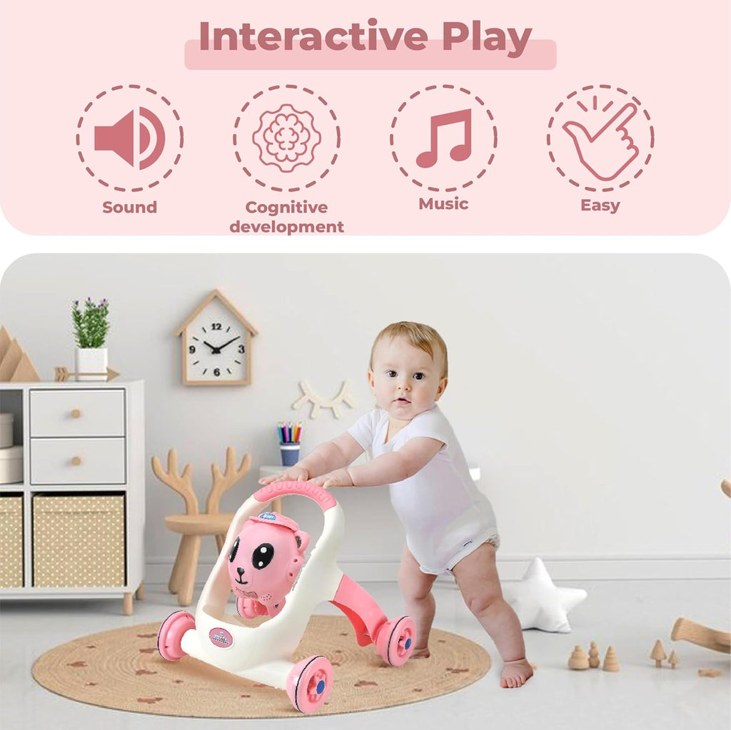 Mommers Baby Walker Musical Push Support with Wheels & Handle | Cute Design Activity Walker for Toddlers | Balanced Wheels Walker | Indoor Play (Copy)