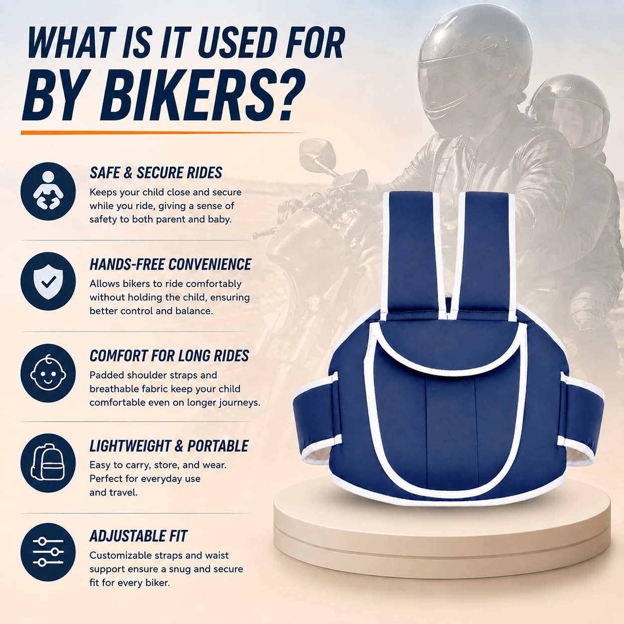 Mommers Baby Safety Belt for 2 Wheeler | Adjustable Harness for Bike and Scooter
