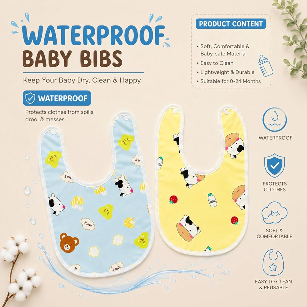 Mommers Waterproof Bibs for Baby | Feeding Bibs for 0–9 Months