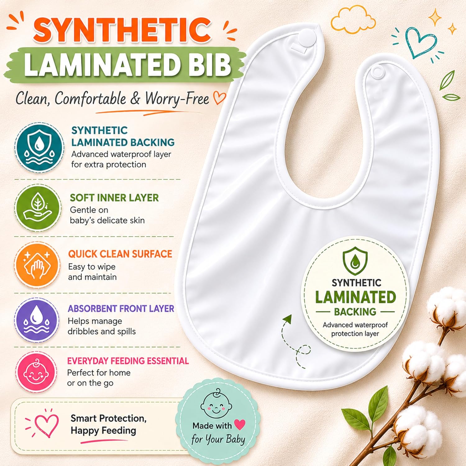 Mommers Waterproof Bibs for Baby | Feeding Bibs for 0–9 Months