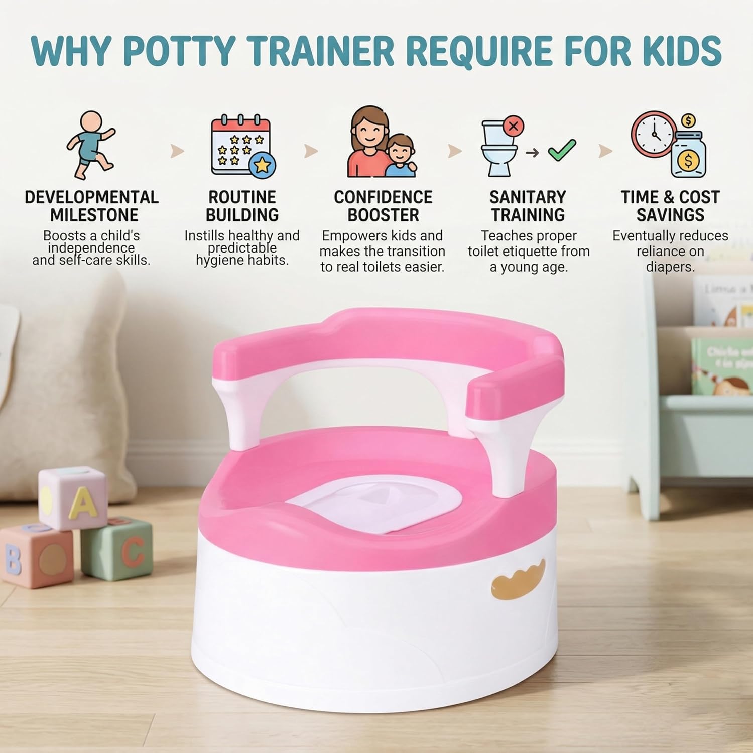 Mommers Panda Baby Potty Training Seat with Removable Grips | Sturdy & Durable Toddler Seat for Independent Boys and Girls