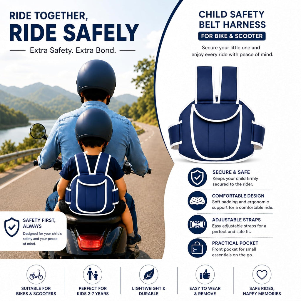 Mommers Baby Safety Belt for 2 Wheeler | Adjustable Harness for Bike and Scooter