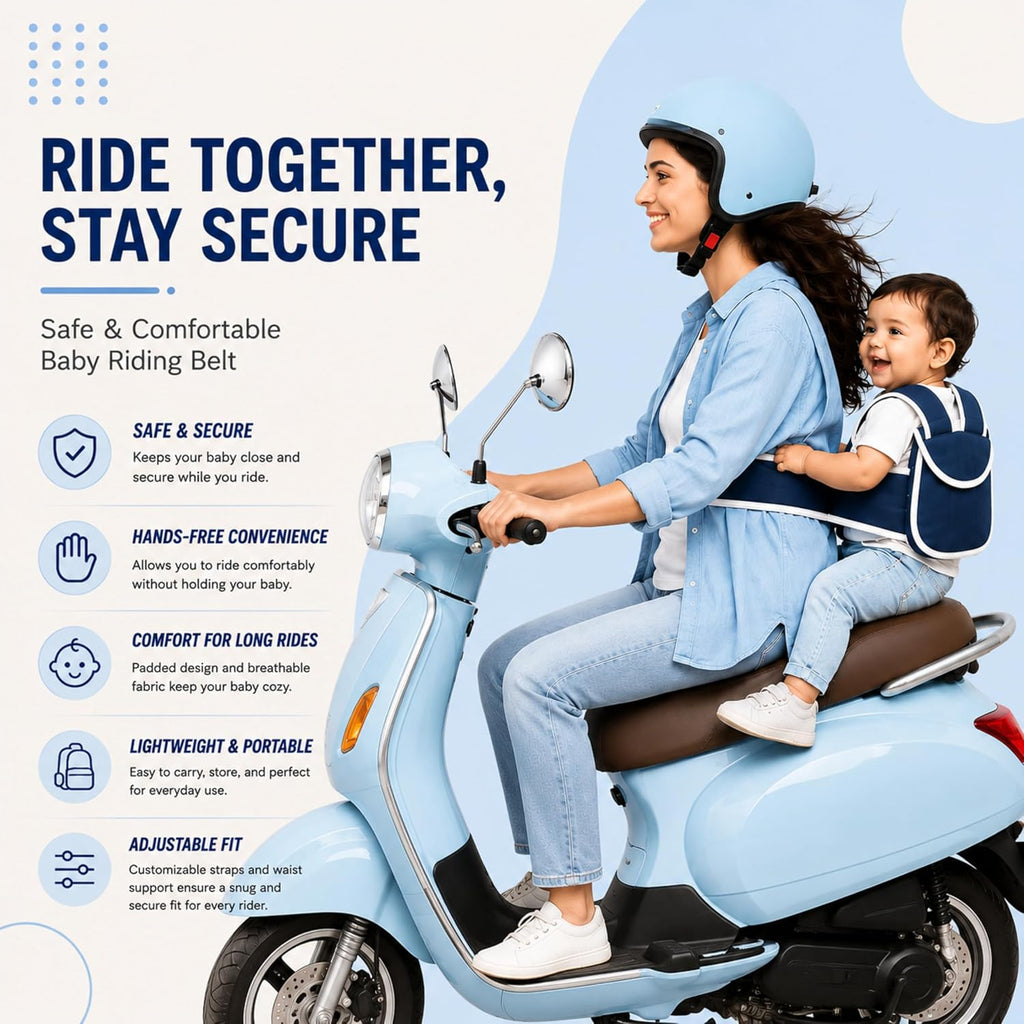 Mommers Baby Safety Belt for 2 Wheeler | Adjustable Harness for Bike and Scooter