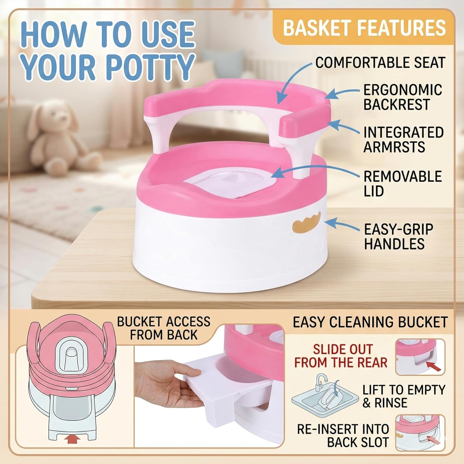 Mommers Panda Baby Potty Training Seat with Removable Grips | Sturdy & Durable Toddler Seat for Independent Boys and Girls