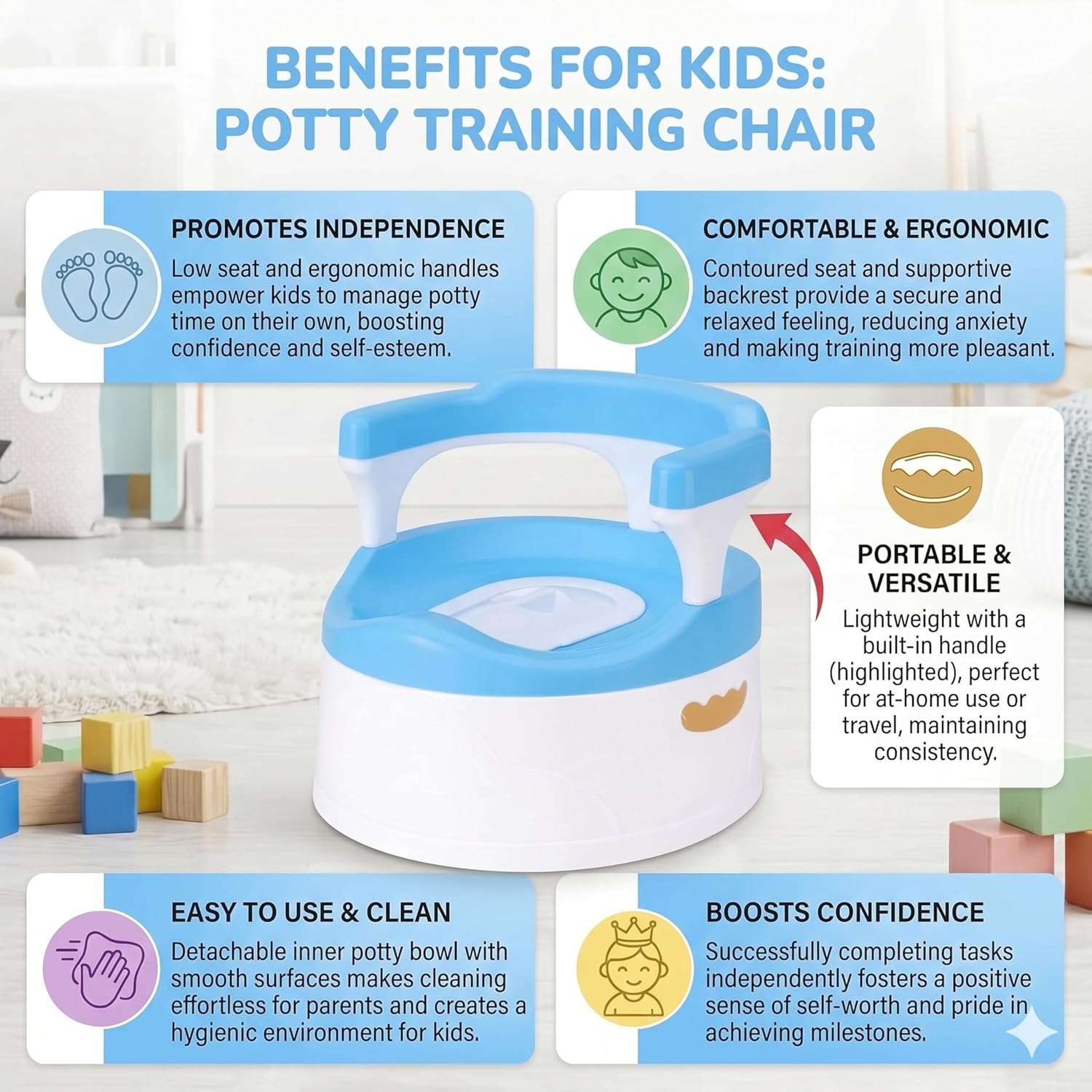 Mommers Panda Baby Potty Training Seat with Removable Grips | Sturdy & Durable Toddler Seat for Independent Boys and Girls