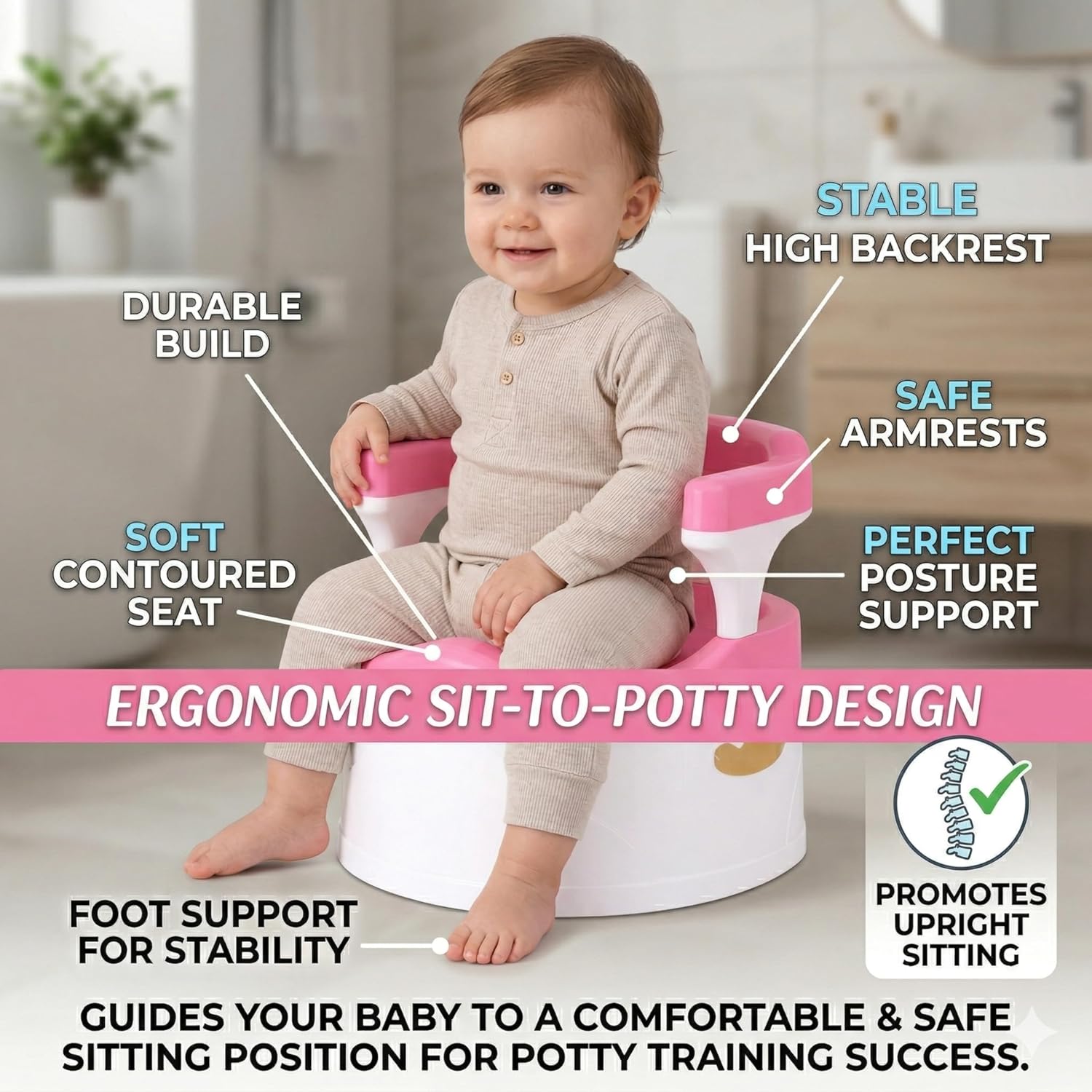 Mommers Panda Baby Potty Training Seat with Removable Grips | Sturdy & Durable Toddler Seat for Independent Boys and Girls