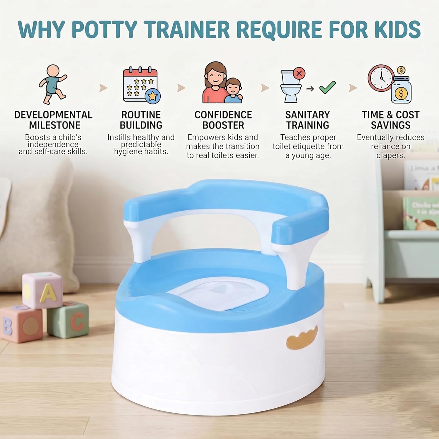Mommers Panda Baby Potty Training Seat with Removable Grips | Sturdy & Durable Toddler Seat for Independent Boys and Girls